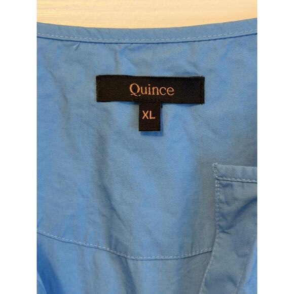 Quince Womens Dress 100% Organic Cotton Poplin Tiered Ruffle Maxi Blue Size XL - Picture 3 of 11